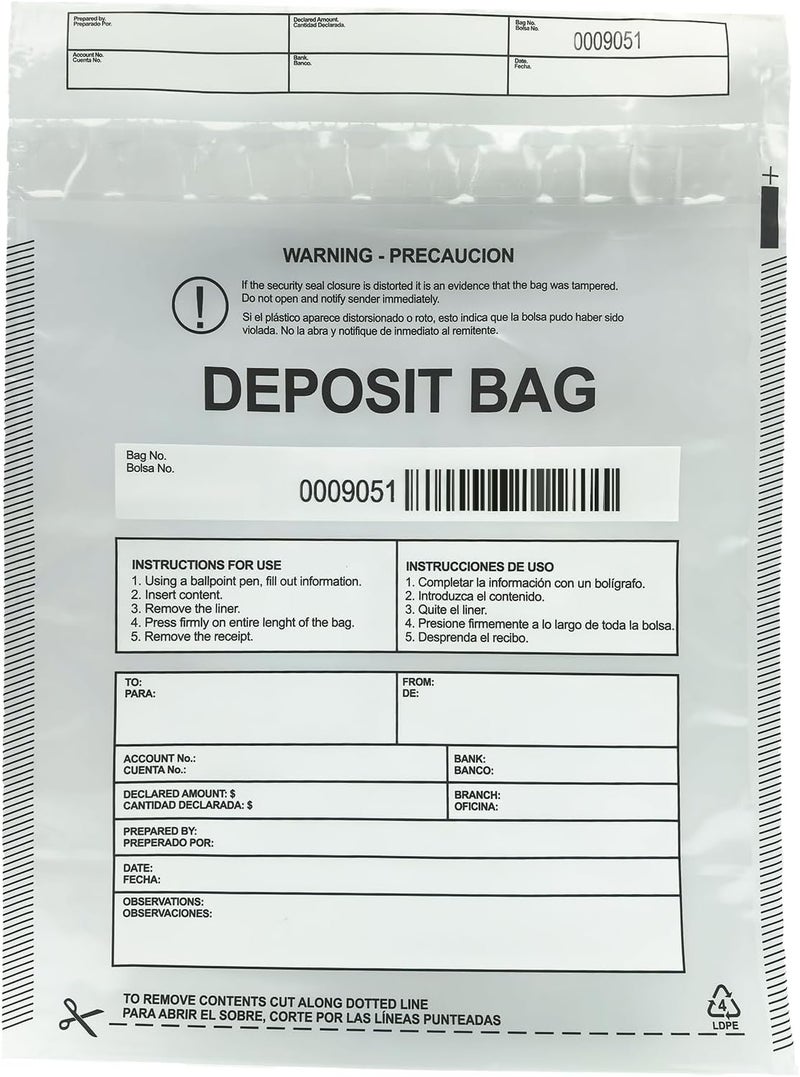 Seadasyoon Plastic Deposit Bags 30-Pack 9.5''x 15'', Clear Security Bank Deposits,Cash register,Money bag for Cash,Bank Pocket,Tamper-Evident,Unique Barcode - Image 1